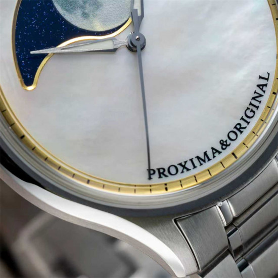  Proxima Original Design 41.5mm Men watch MOP Moon Phase Dial SW200-PR174 Module Movement Automatic Mechanical Watches 5Bar