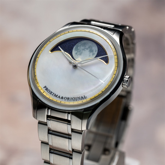  Proxima Original Design 41.5mm Men watch MOP Moon Phase Dial SW200-PR174 Module Movement Automatic Mechanical Watches 5Bar