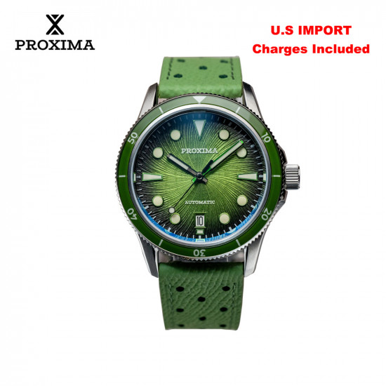 PX1743  New Mens Mechanical Watches Aventurine Dial 100M Waterproof Clock Sapphire Glass Automatic Men Watch Relogio Masculino