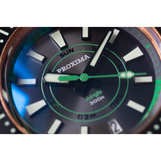 Proxima PX1685 Bronze Samurai Soil/Earth NH36  Diver Automatic Wristwatch Jungle Date-Day Dial