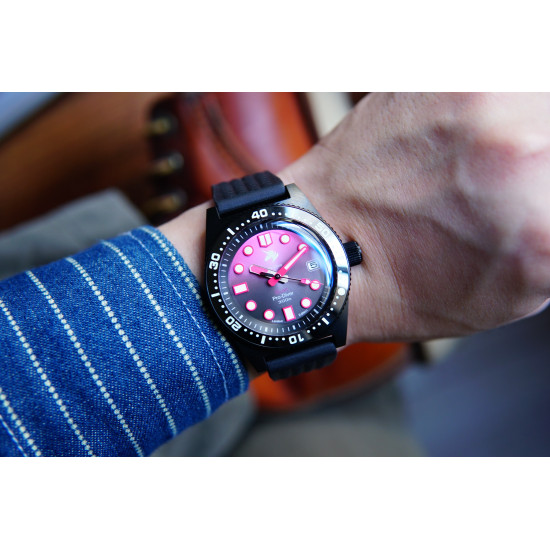 PROXIMA UD1680 UNICORN DIVER WATCH PVD BLACK MEN MECHANICAL WATCHES 200M WATERPROOF LUMINOUS 2021 SPORT RELOJES Blush DIAL