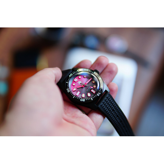 PROXIMA UD1680 UNICORN DIVER WATCH PVD BLACK MEN MECHANICAL WATCHES 200M WATERPROOF LUMINOUS 2021 SPORT RELOJES Blush DIAL