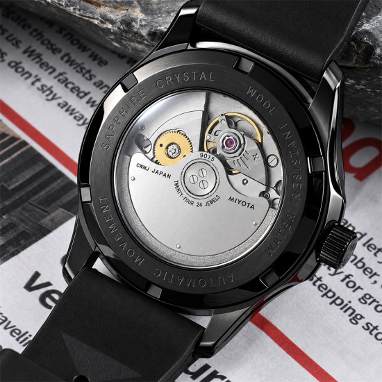 PX1746-1 New Mens Mechanical Watches IPS Black Aventurine Dial 100M Waterproof Clock Sapphire Glass Automatic Men Watch