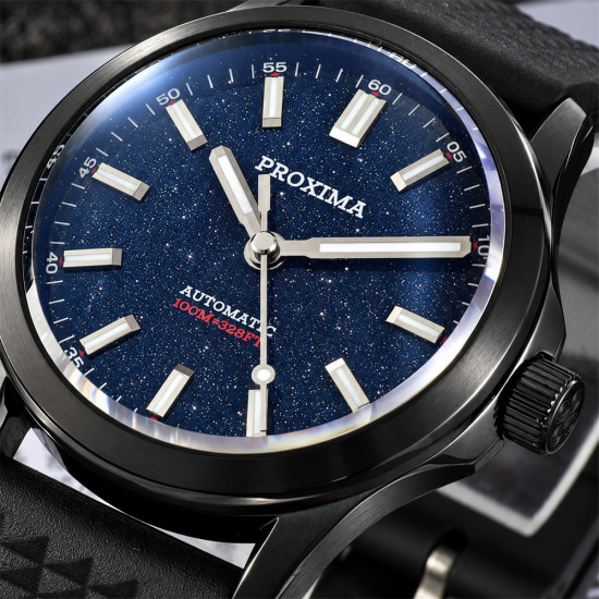 PX1746-1 New Mens Mechanical Watches IPS Black Aventurine Dial 100M Waterproof Clock Sapphire Glass Automatic Men Watch