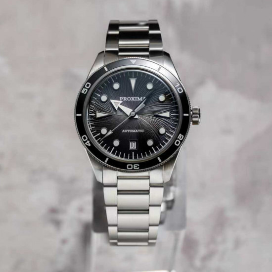 Proxima PX1749 39mm Men Diver Watch Spiral Vortex Dial  Luxury Diver  Wristwatch  PT5000 Automatic Mechanical Waterproof 200m 