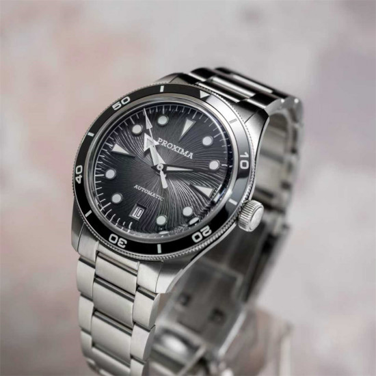 Proxima PX1749 39mm Men Diver Watch Spiral Vortex Dial  Luxury Diver  Wristwatch  PT5000 Automatic Mechanical Waterproof 200m 