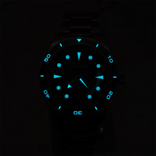 Proxima PX1749 39mm Men Diver Watch Spiral Vortex Dial  Luxury Diver  Wristwatch  PT5000 Automatic Mechanical Waterproof 200m 