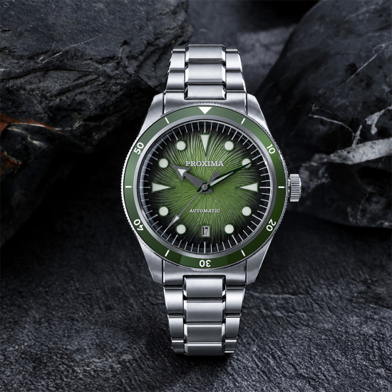 Proxima PX1757 39mm Men Diver Watch Spiral Vortex Dial Luxury Diver Wristwatch PT5000 Automatic Mechanical Waterproof 200m