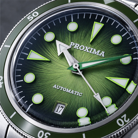 Proxima PX1757 39mm Men Diver Watch Spiral Vortex Dial Luxury Diver Wristwatch PT5000 Automatic Mechanical Waterproof 200m